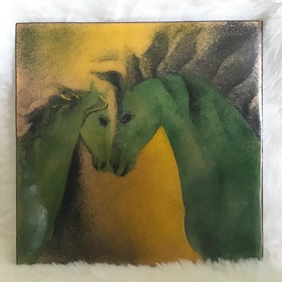 Handmade Enamel on Copper Decorative Art Tile - Picture 5 of 5